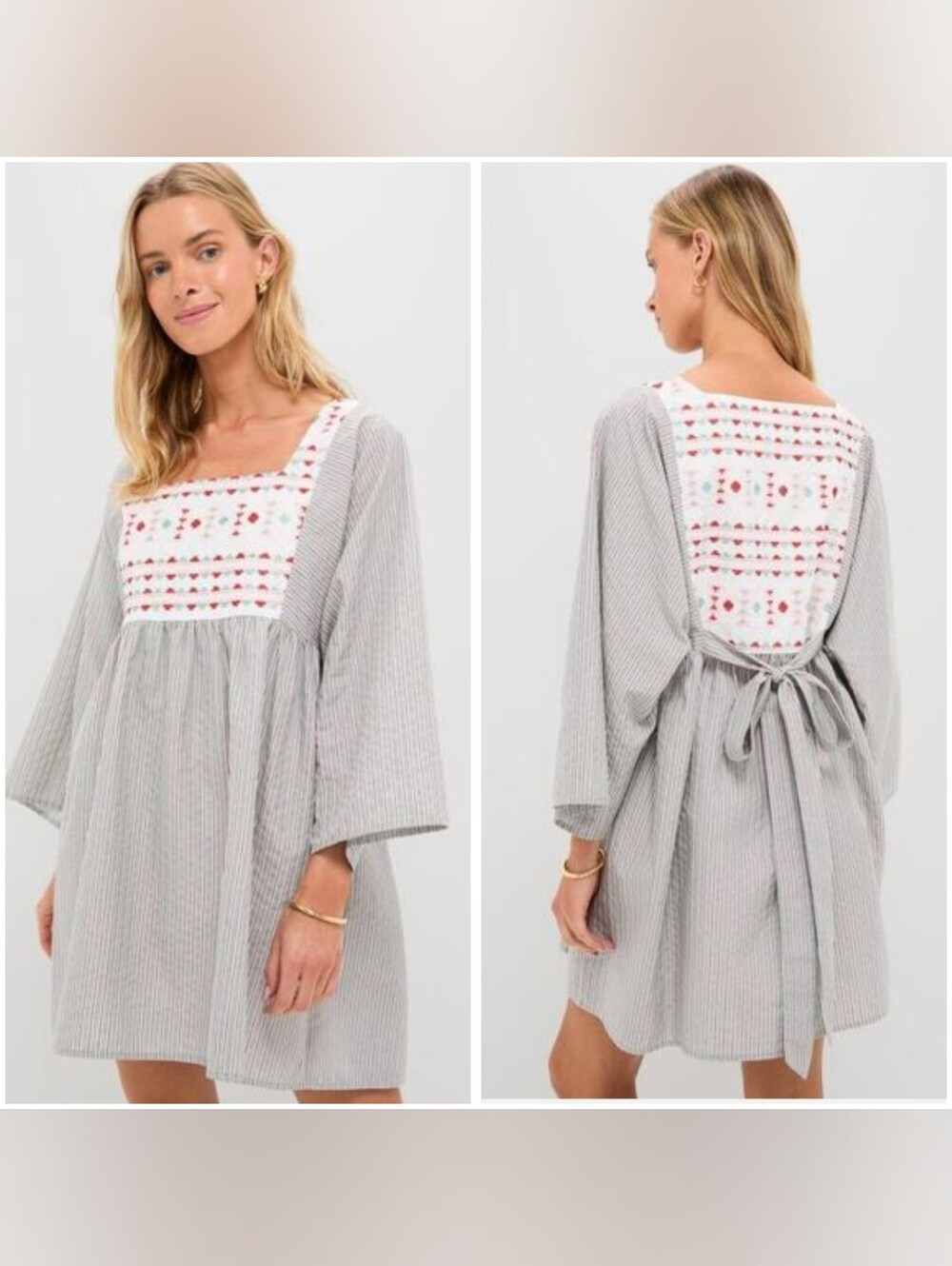Pomander Place Tuckernuck Sedona Embroidered Square Neck Striped Dress